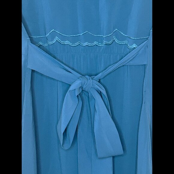 AKUALANI Boho Dusty Blue Turquoise Tieback Dress Scalloped Lace Neckline Size SM - Picture 6 of 6